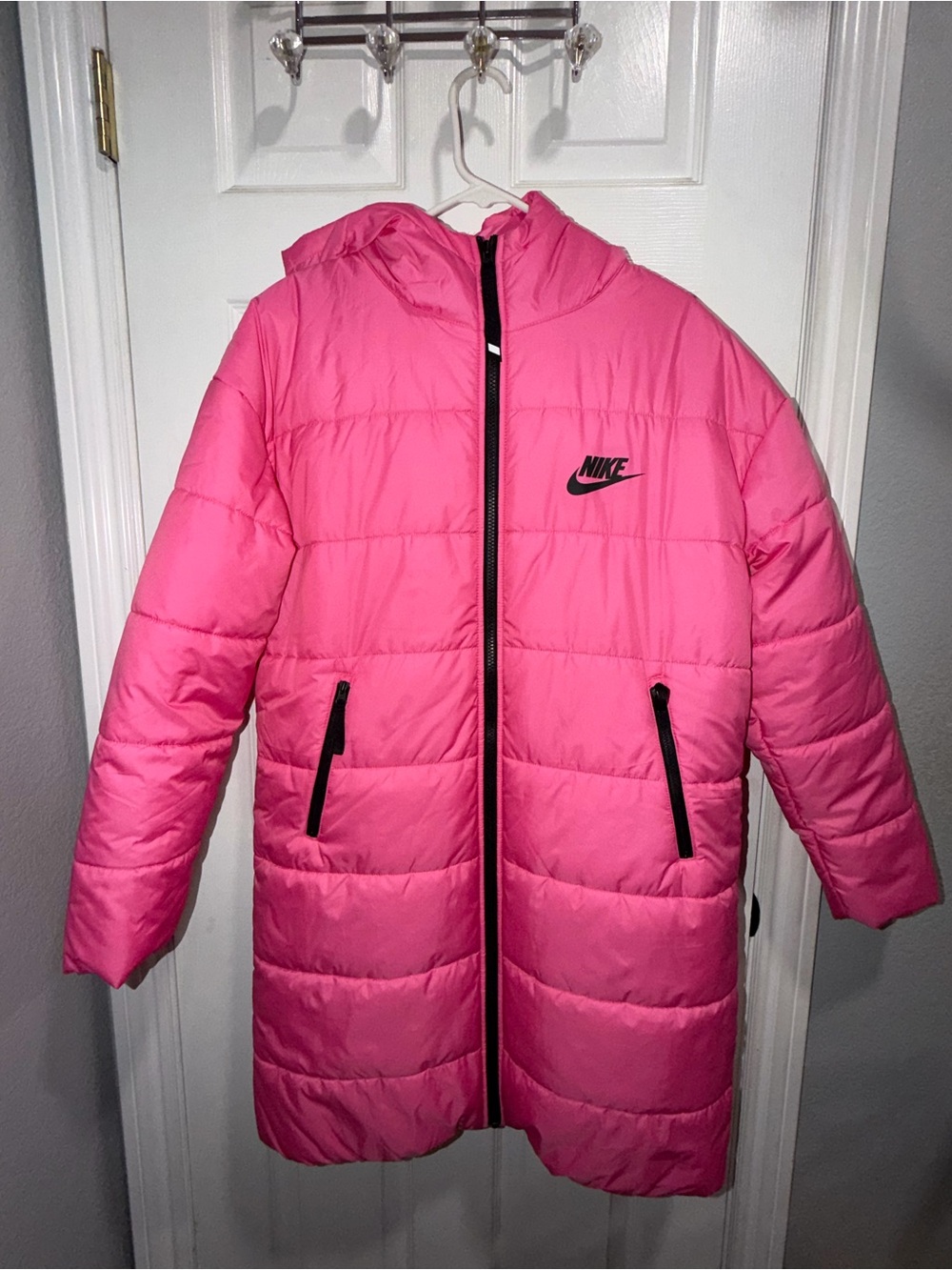 Nike Hot Pink Therma-FIT Long Puffer Coat Size S